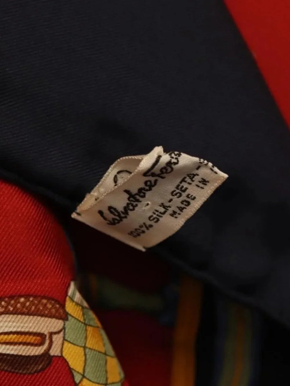 Salvatore Ferragamo Scarf Silk Navy Auth BA12848A
